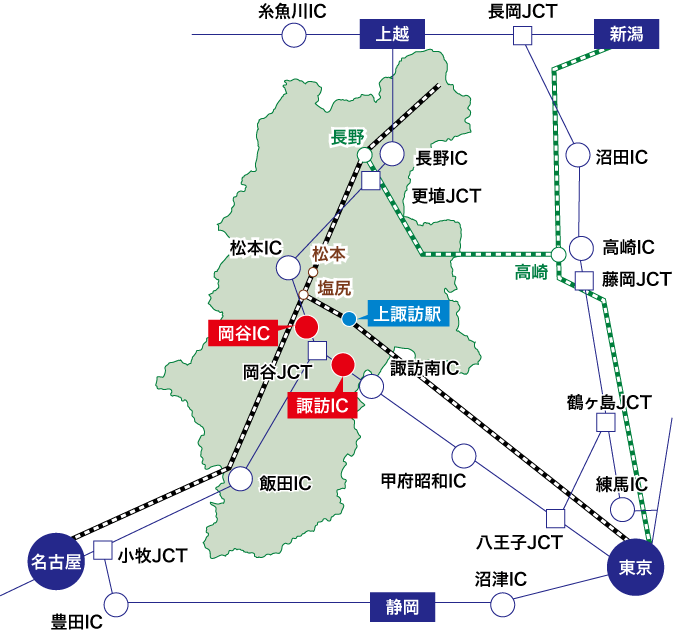 諏訪市へのアクセス