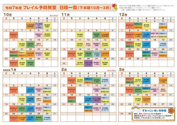 R7　フレイル予防教室日程一覧表（下半期）
